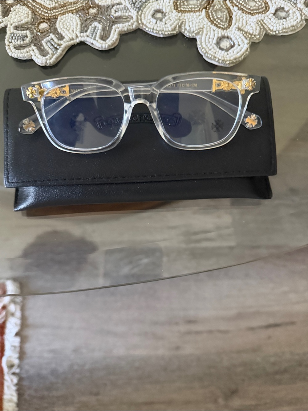 Clear Frame Reading Glasses with Gold Accents - Women Accessories